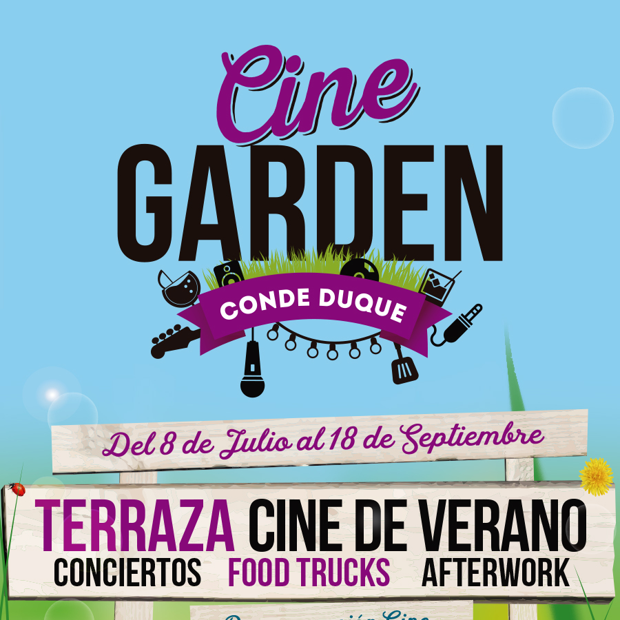 Cartel oficial del evento Cine Garden en Conde Duque