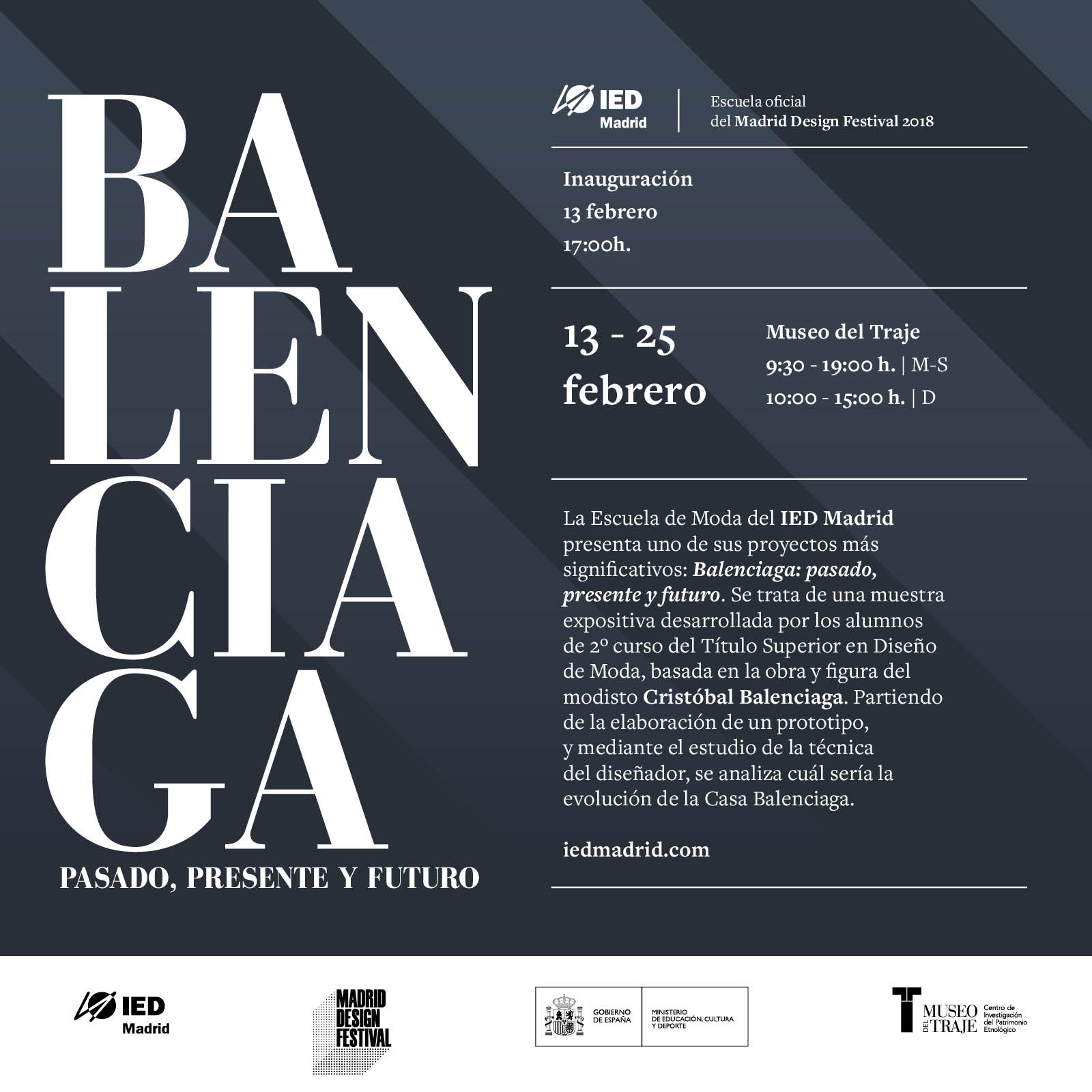 Cartela de la Exposición de Balenciaga en el Museo del Traje