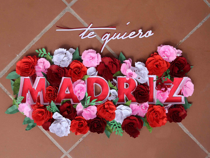 Logo Madriz te quiero realizado con flores