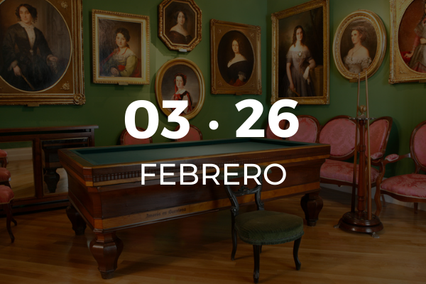 Cartela con fechas de la exposición del Museo del Romanticismo