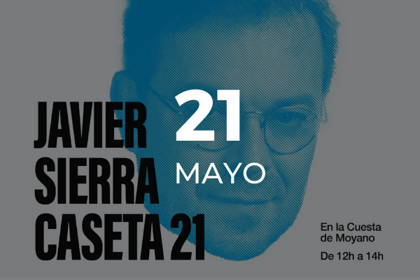 Cartela Firma de Libros de Javier Sierra en la Cuesta de Moyano