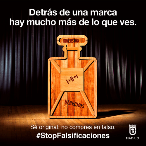 Cartela oficial de la campaña del Ayuntamiento de Madrid contra las falsificaciones