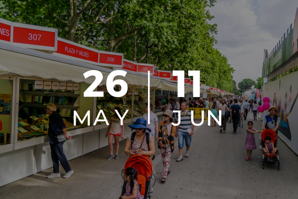 Parque de El Retiro con las casetas de la Feria del Libro